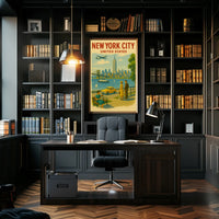 New York City Vintage Travel Art Poster PosterGoat