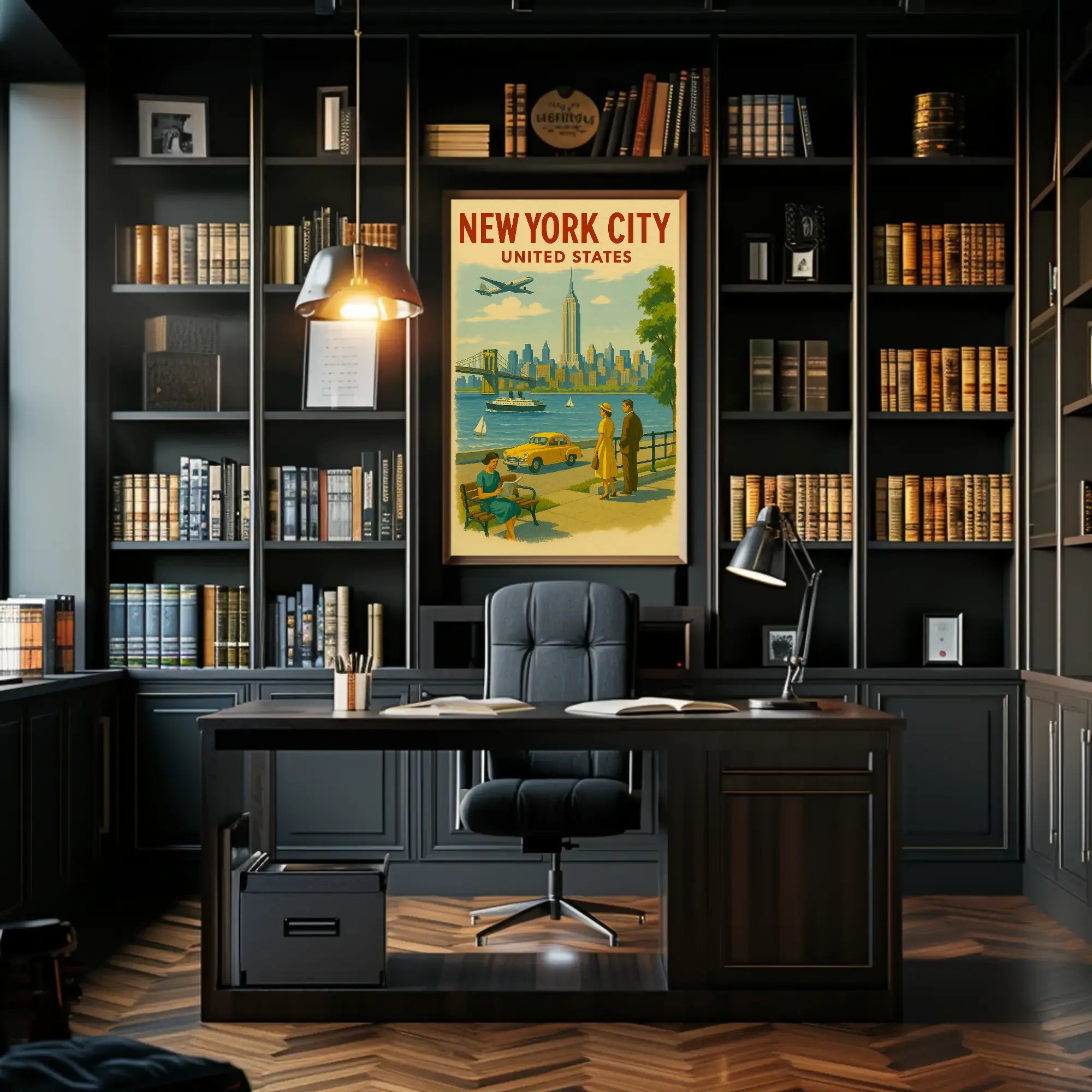 New York City Vintage Travel Art Poster PosterGoat