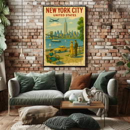 New York City Vintage Travel Art Poster PosterGoat