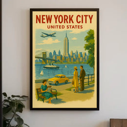 New York City Vintage Travel Art Poster PosterGoat
