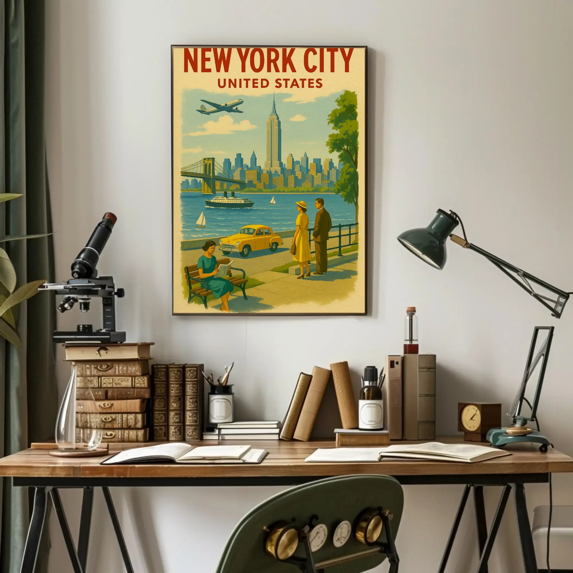 New York City Vintage Travel Art Poster PosterGoat