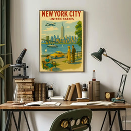 New York City Vintage Travel Art Poster PosterGoat