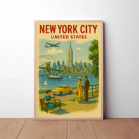 New York City Vintage Travel Art Poster PosterGoat