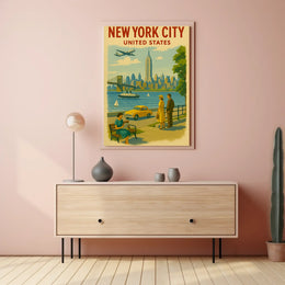 New York City Vintage Travel Art Poster PosterGoat