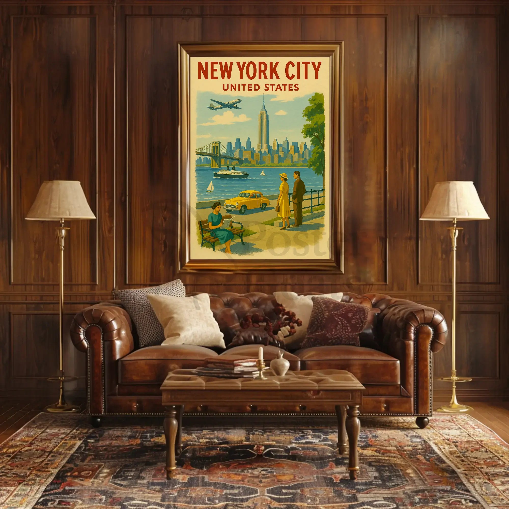 New York City Vintage Travel Art Poster PosterGoat