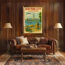 New York City Vintage Travel Art Poster PosterGoat