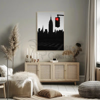 New York Cityscape Pause with Red Light Travel Poster PosterGoat