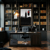 New York Cityscape Pause with Red Light Travel Poster PosterGoat