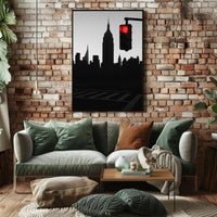 New York Cityscape Pause with Red Light Travel Poster PosterGoat