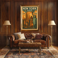 New York Cityscape Vintage Travel Poster PosterGoat