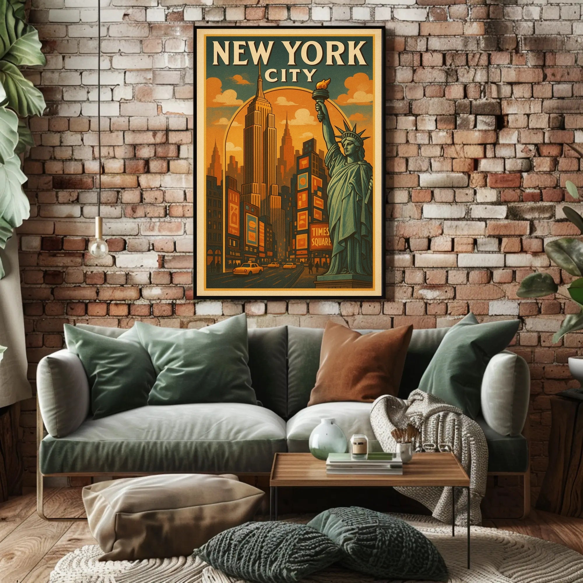 New York Cityscape Vintage Travel Poster PosterGoat