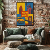 New York Icons Retro Travel Poster PosterGoat