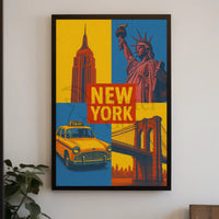 New York Icons Retro Travel Poster PosterGoat