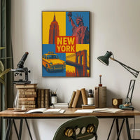 New York Icons Retro Travel Poster PosterGoat