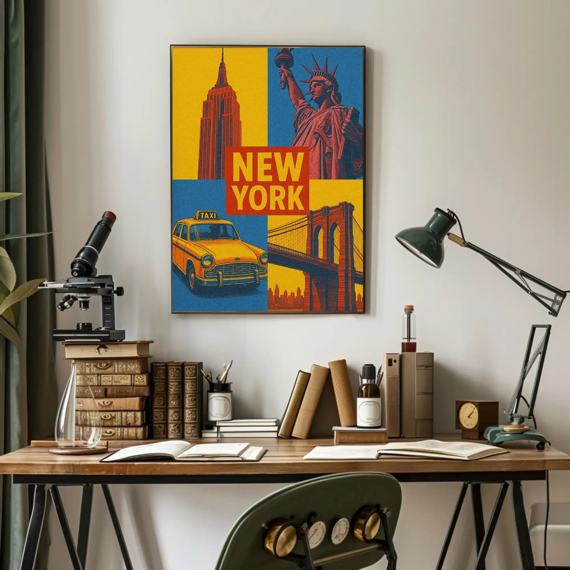 New York Icons Retro Travel Poster PosterGoat