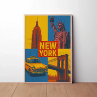 New York Icons Retro Travel Poster PosterGoat