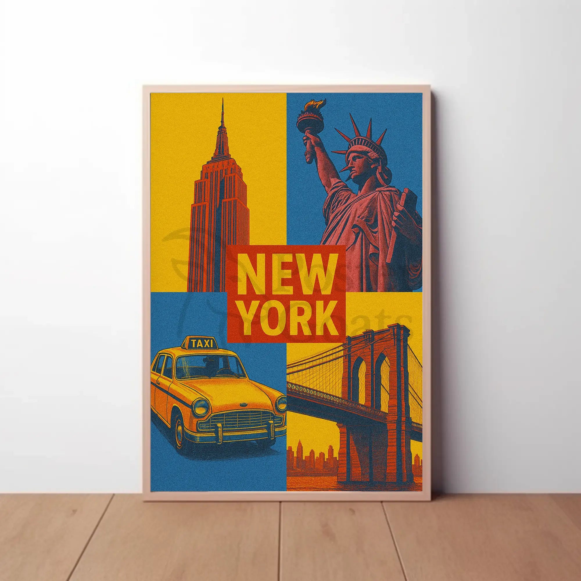New York Icons Retro Travel Poster PosterGoat
