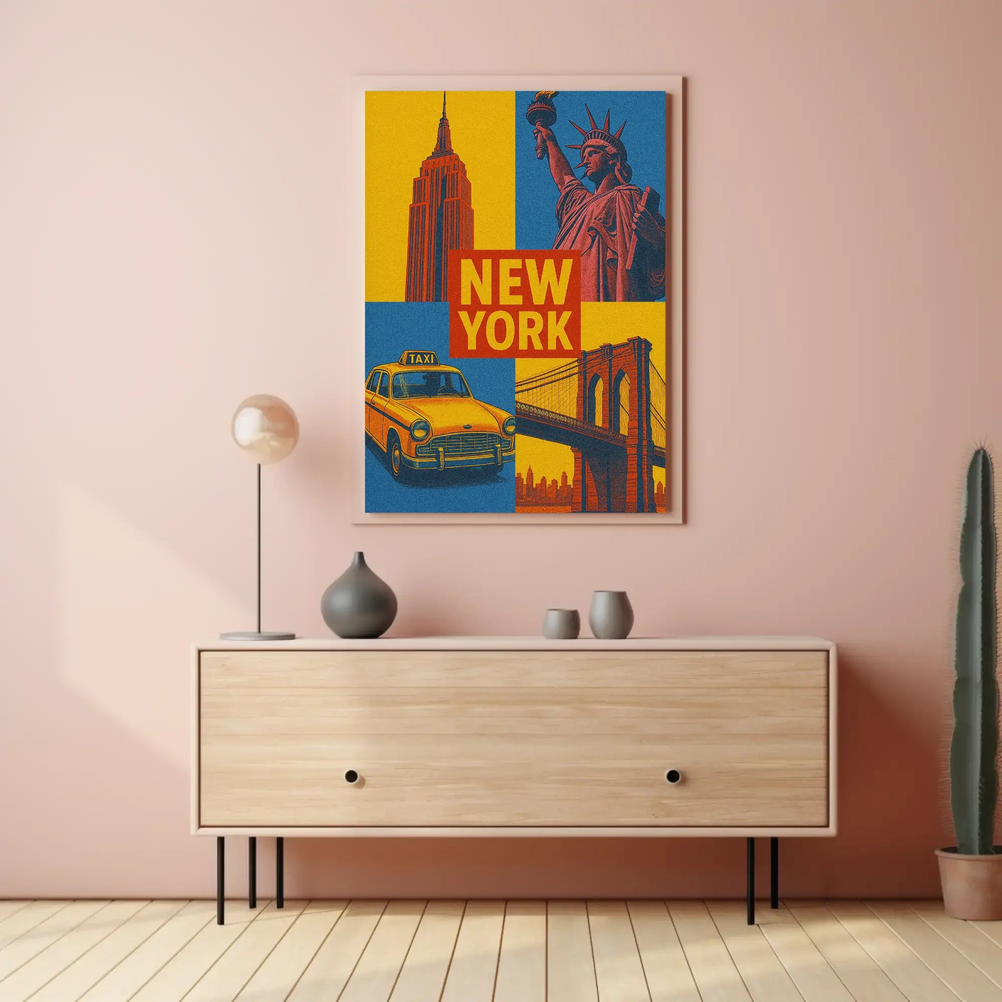 New York Icons Retro Travel Poster PosterGoat