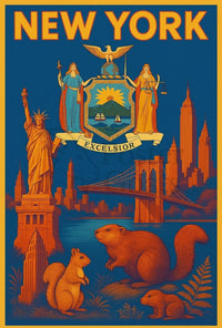 New York Icons Vintage Travel Poster PosterGoat