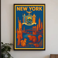 New York Icons Vintage Travel Poster PosterGoat