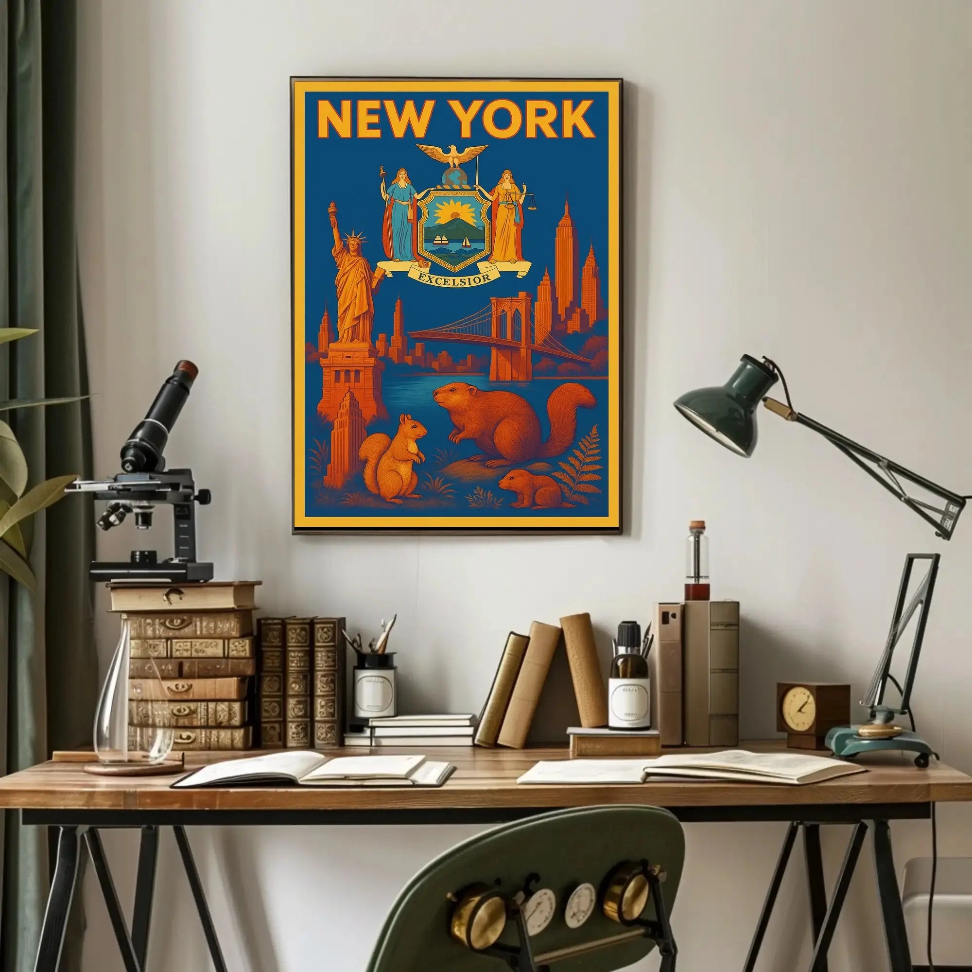 New York Icons Vintage Travel Poster PosterGoat