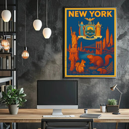 New York Icons Vintage Travel Poster PosterGoat