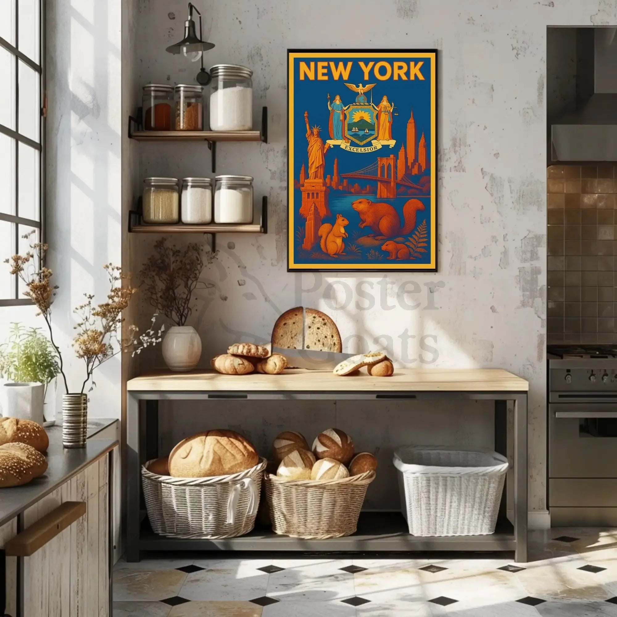 New York Icons Vintage Travel Poster PosterGoat