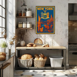 New York Icons Vintage Travel Poster PosterGoat
