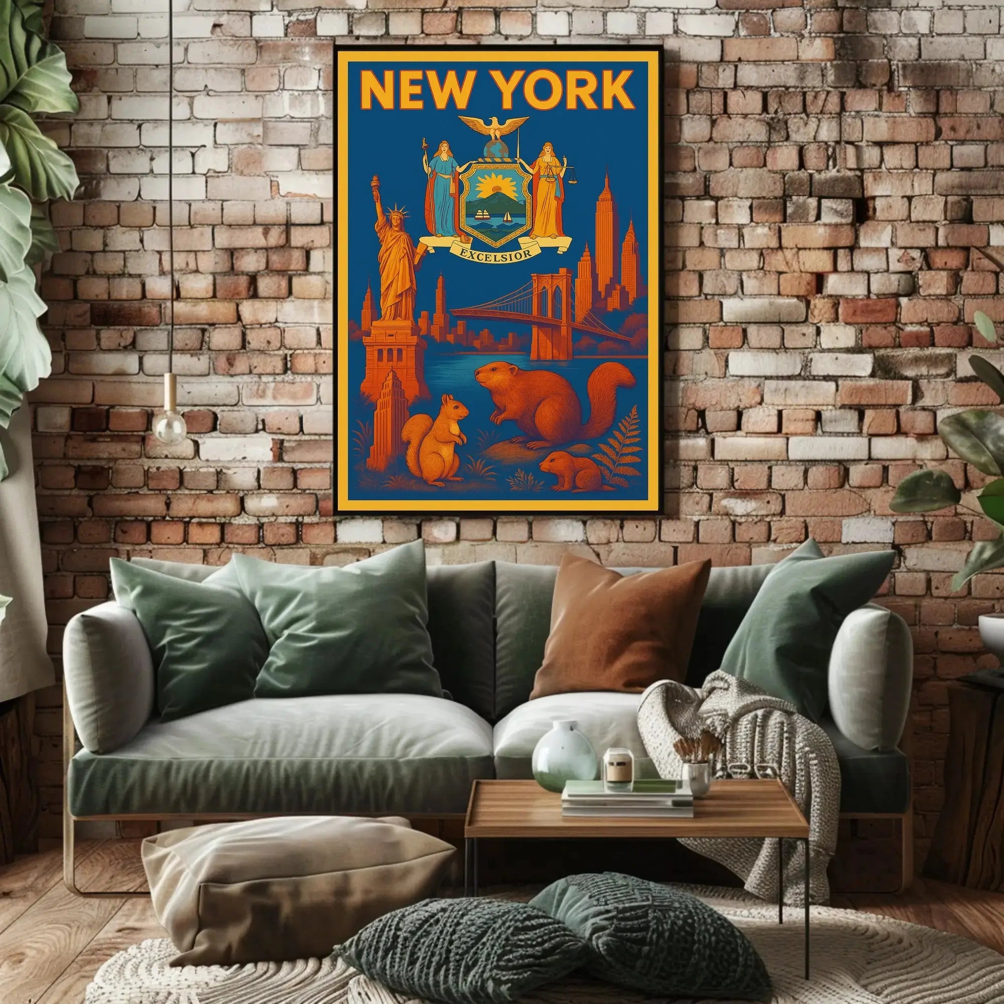 New York Icons Vintage Travel Poster PosterGoat