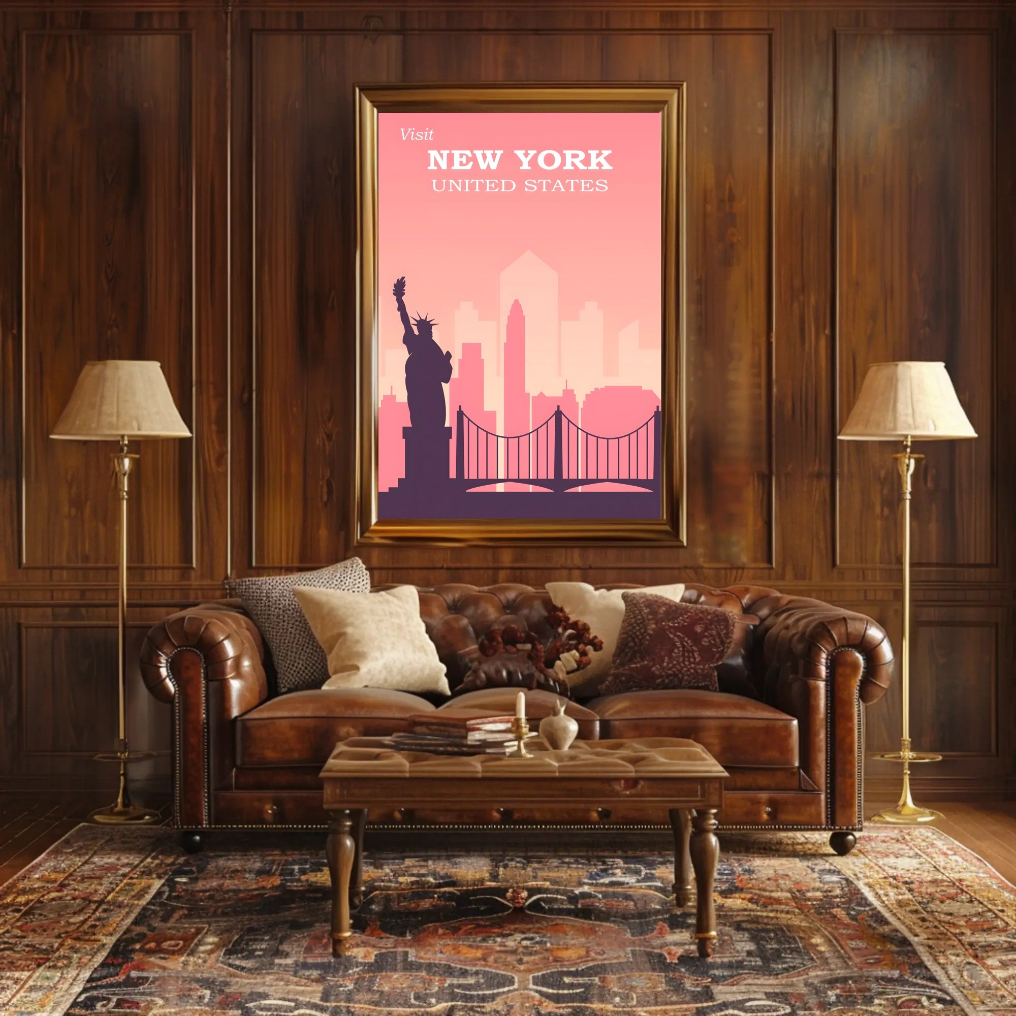 New York Landmarks Vintage Travel Poster PosterGoat
