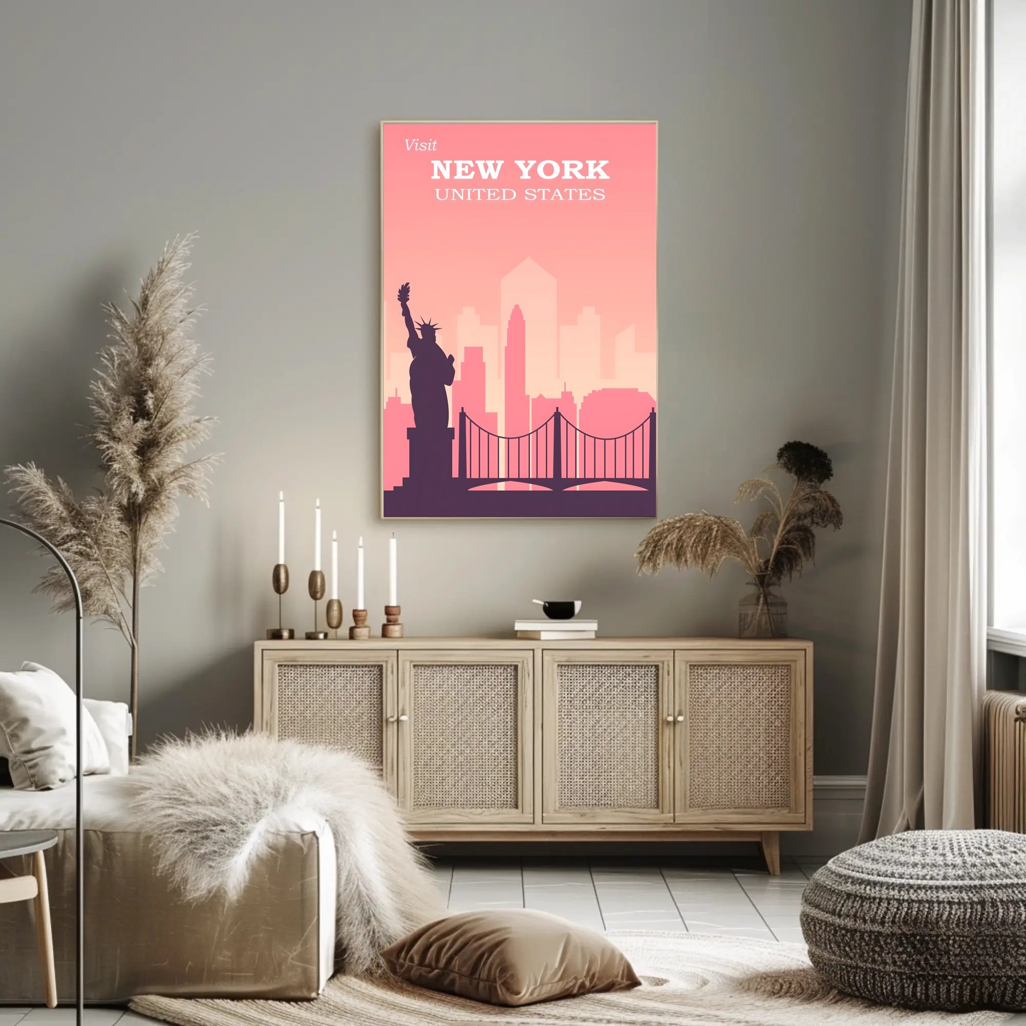 New York Landmarks Vintage Travel Poster PosterGoat