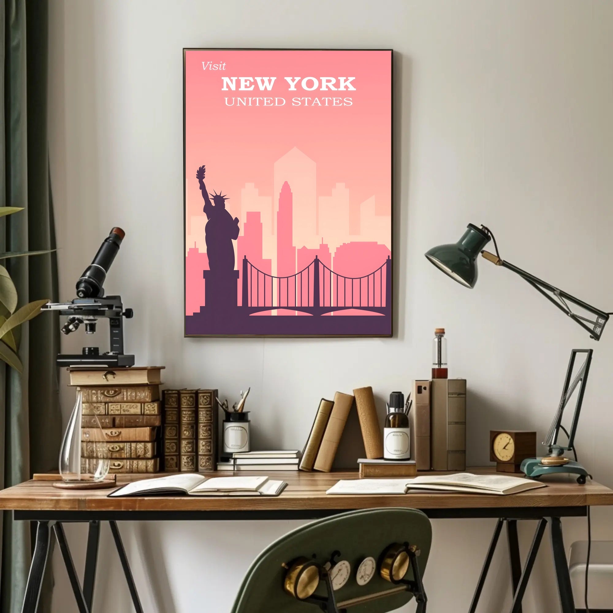 New York Landmarks Vintage Travel Poster PosterGoat