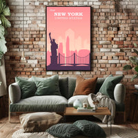 New York Landmarks Vintage Travel Poster PosterGoat