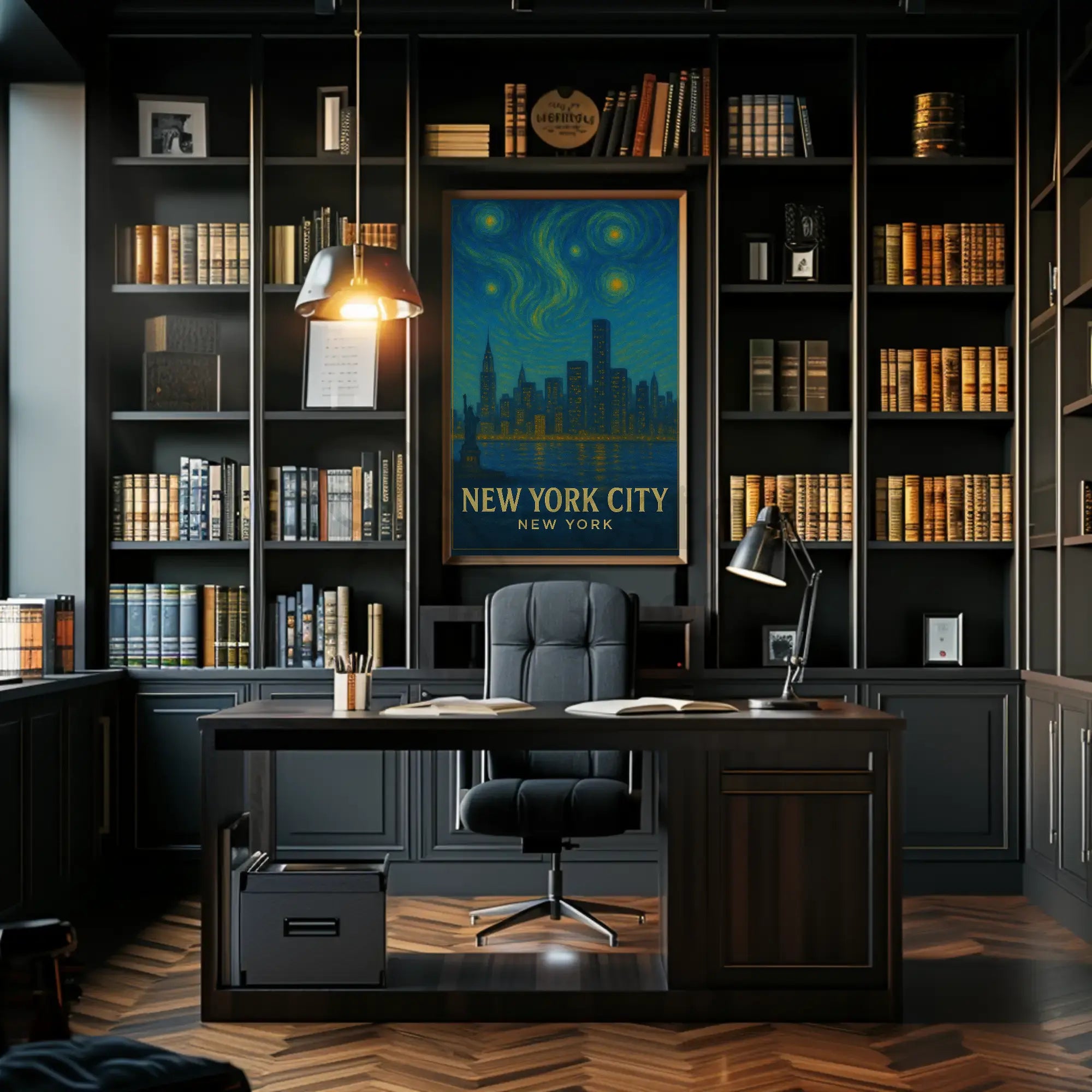 New York Skyline Van Gogh Style Travel Poster PosterGoat