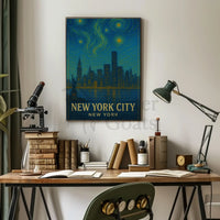 New York Skyline Van Gogh Style Travel Poster PosterGoat