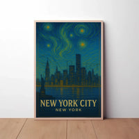 New York Skyline Van Gogh Style Travel Poster PosterGoat