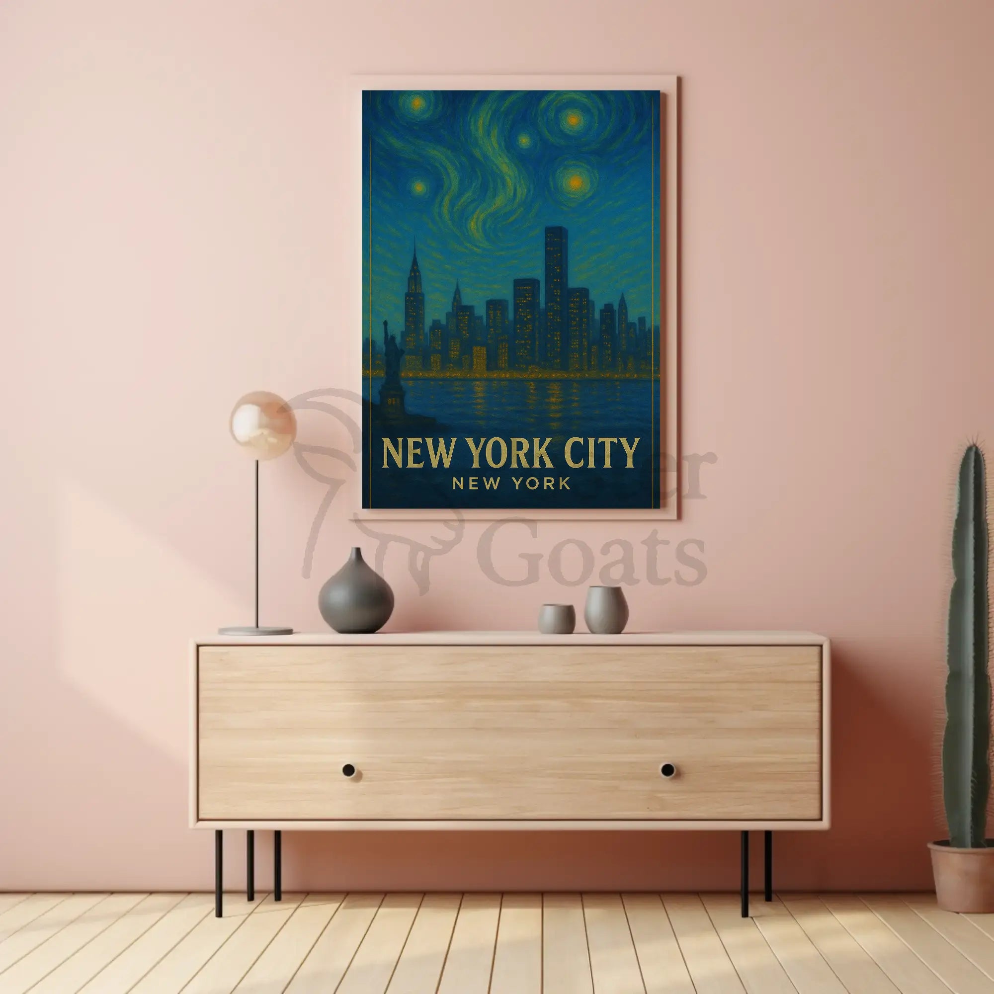 New York Skyline Van Gogh Style Travel Poster PosterGoat