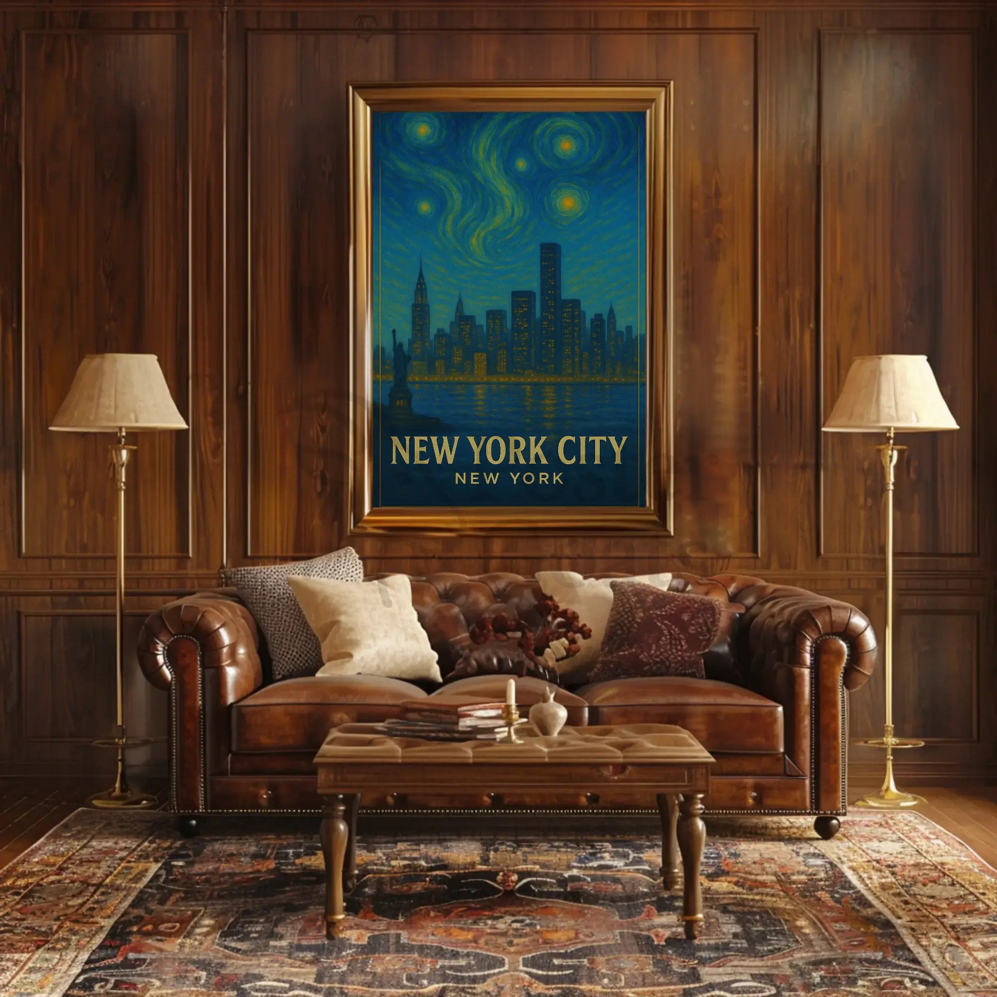 New York Skyline Van Gogh Style Travel Poster PosterGoat