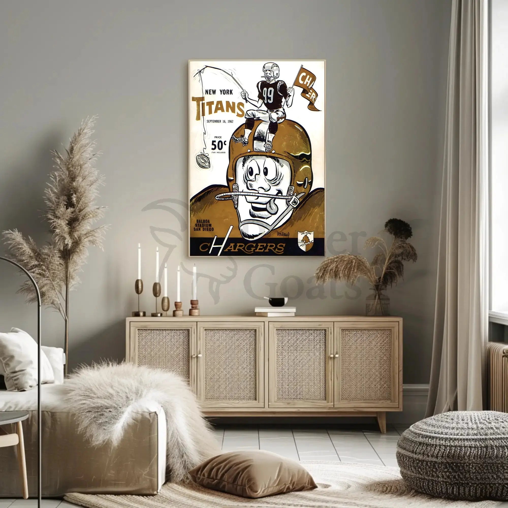 New York Titans vs Chargers 1962 Vintage Sports Poster PosterGoat