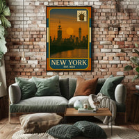 New York Vintage Skyline Travel Poster PosterGoat