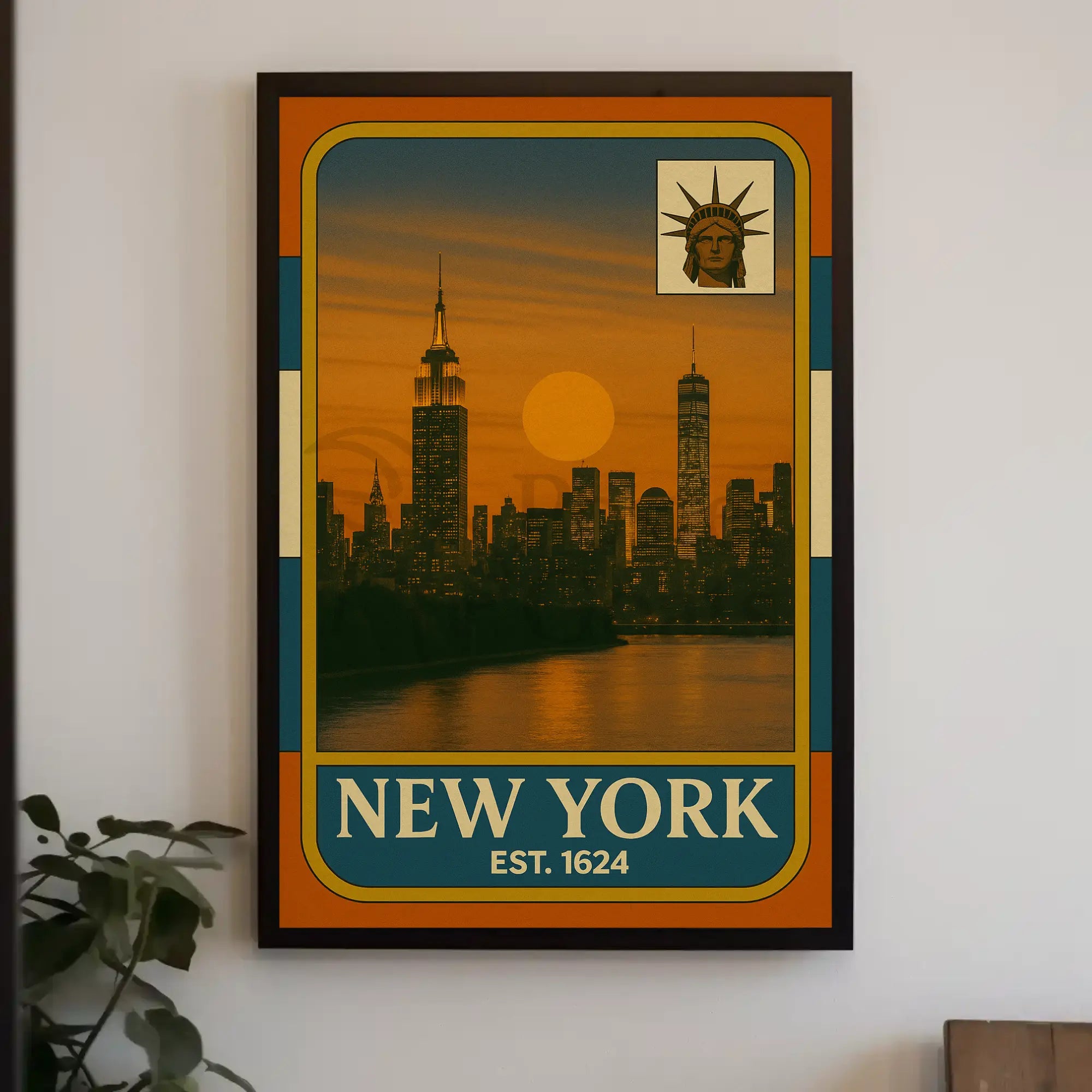 New York Vintage Skyline Travel Poster PosterGoat