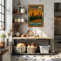 New York Vintage Skyline Travel Poster PosterGoat