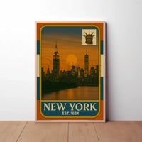 New York Vintage Skyline Travel Poster PosterGoat