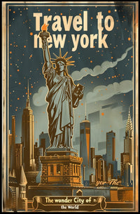 New York Vintage Travel Poster Featuring Statue of Liberty PosterGoat