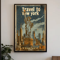 New York Vintage Travel Poster Featuring Statue of Liberty PosterGoat