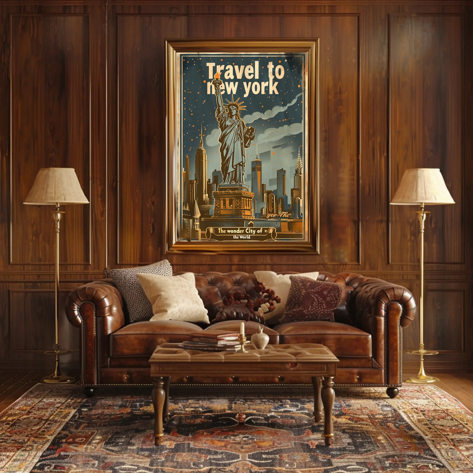 New York Vintage Travel Poster Featuring Statue of Liberty PosterGoat