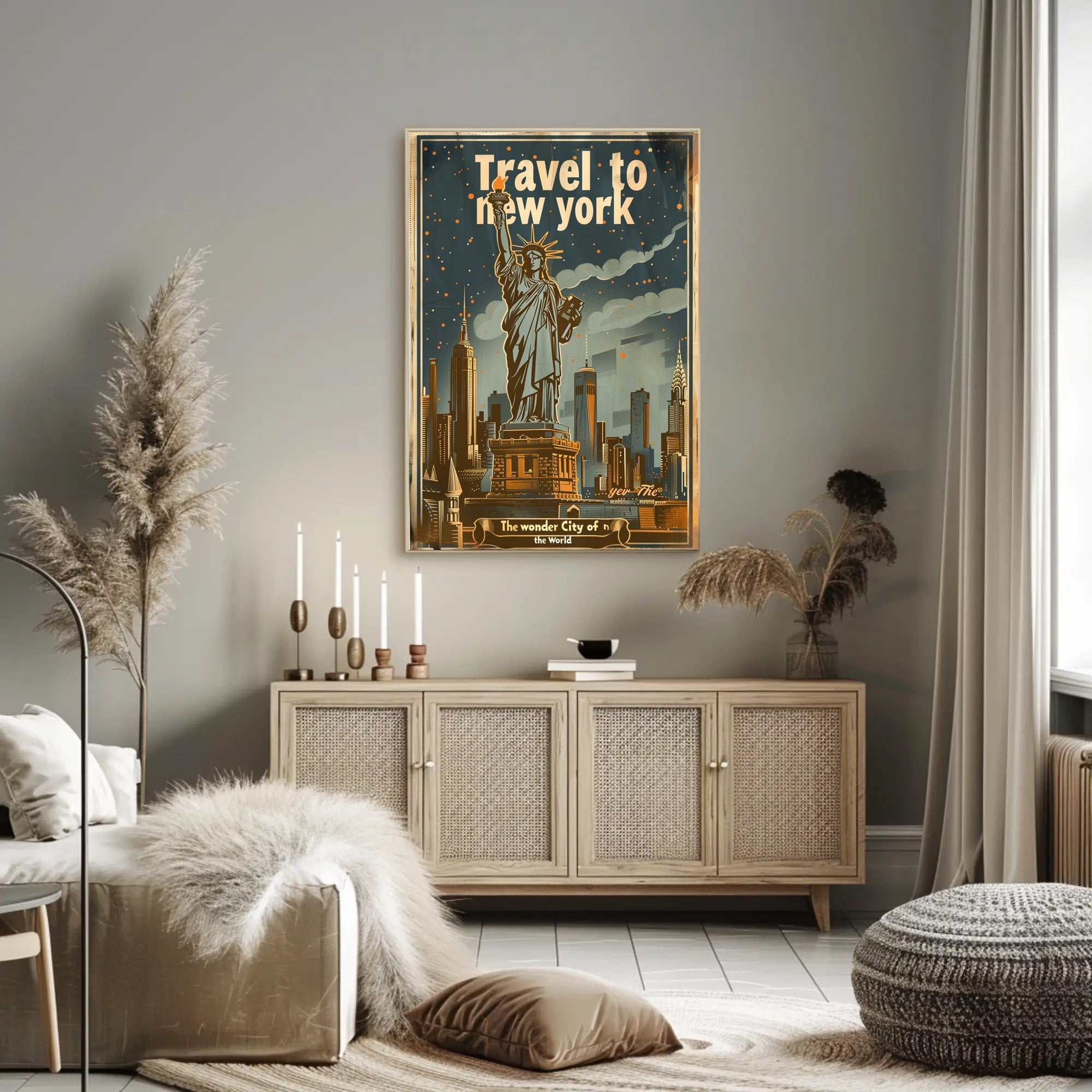 New York Vintage Travel Poster Featuring Statue of Liberty PosterGoat