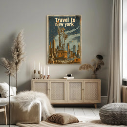 New York Vintage Travel Poster Featuring Statue of Liberty PosterGoat