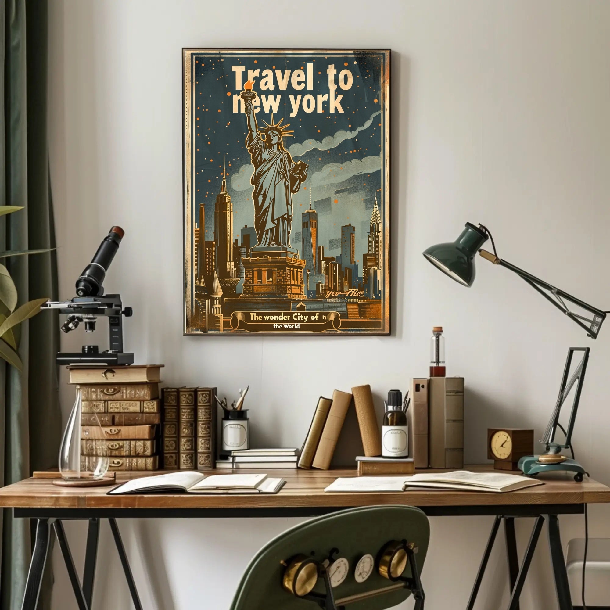 New York Vintage Travel Poster Featuring Statue of Liberty PosterGoat