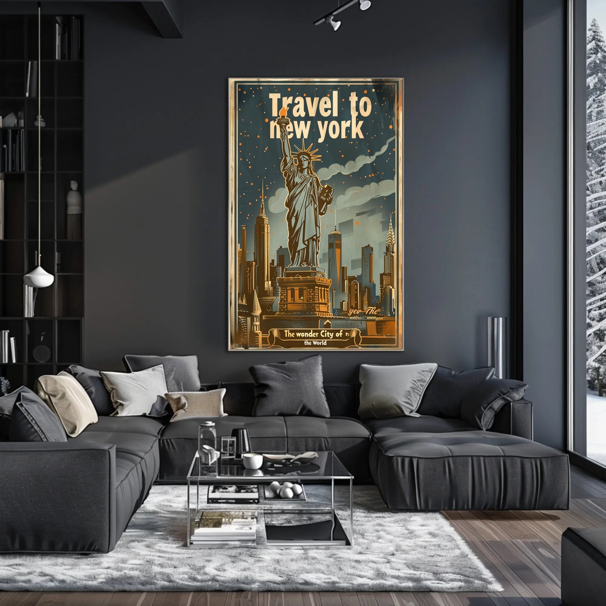 New York Vintage Travel Poster Featuring Statue of Liberty PosterGoat
